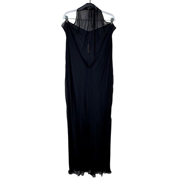 SKIMS Romance Chiffon Halter Silk Slip Dress Onyx 4X - Picture 3 of 11